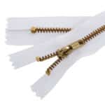 Fém cipzár zárt #4M0 sárgaréz, fehér