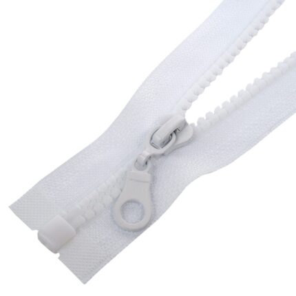 Fogazott műanyag cipzár nyitható #5K0-M4 fehér