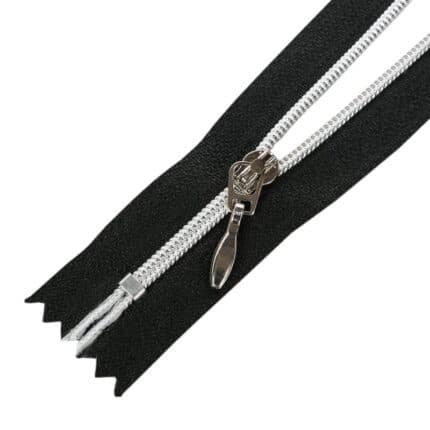 Műanyag cipzár zárt #3D0-S fekete-ezüst