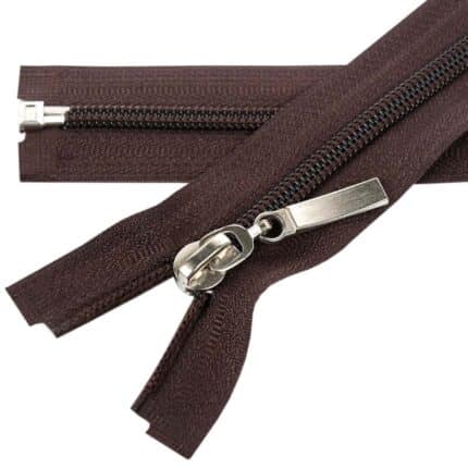 Spirál cipzár nyitható #5D0 fém húzó, barna 304