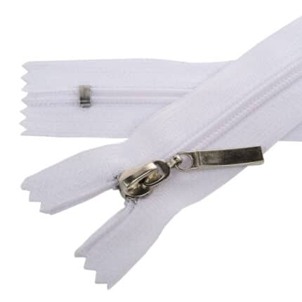 Spirál cipzár zárt #5D0 fém húzó autolock fehér