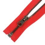 Fém cipzár nyitható #5T0-V antik ezüst, piros 148