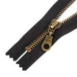 Fém cipzár zárt #5O0 antik sárgaréz, fekete