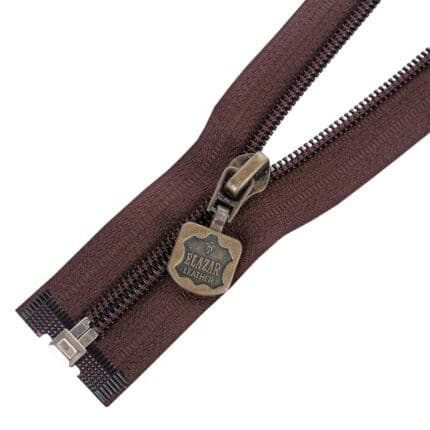 Spirál cipzár nyitható #5D0 E3 fém húzó barna 304