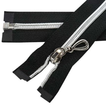 Spirál cipzár nyitható ezüst spirál #5D0 fekete