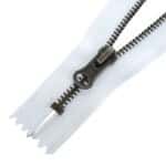 Fém cipzár zárt #5T0-V antik ezüst fogazat, fehér