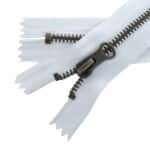 Fém cipzár zárt #5T0-V antik ezüst fogazat, fehér