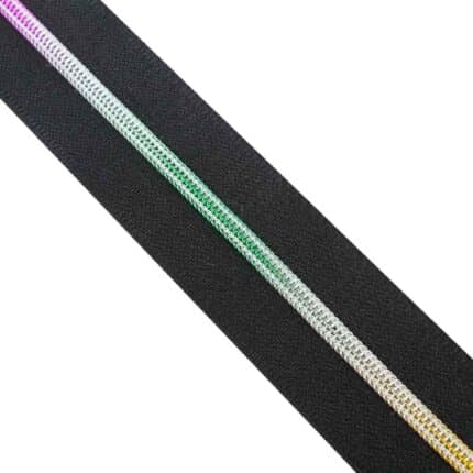 Folyóméteres cipzár RT0, #3 szivárvány spirál fekete 332 (2)